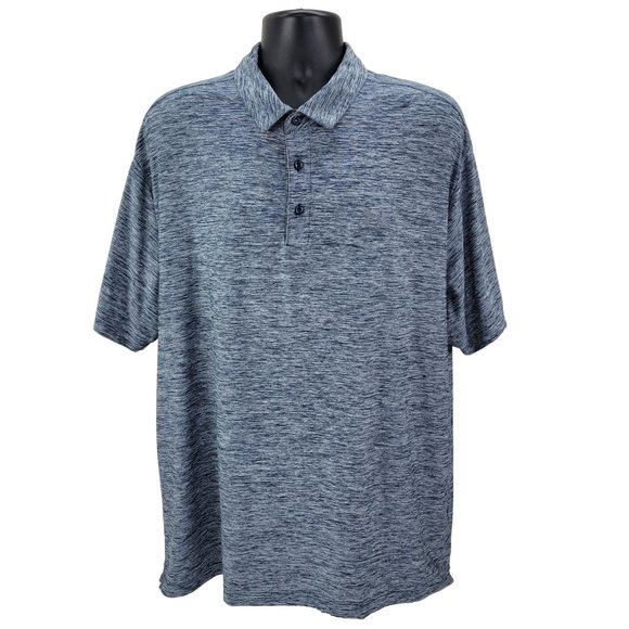 Under Armour Polo Shirt Men’s 2XL Blue HeatGear Golf Performance Short Sleeve - Picture 1 of 6